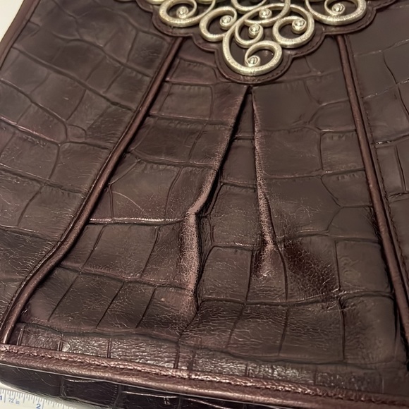 Brighton, Brown crocodile, print, leather shoulder bag - Picture 6 of 12